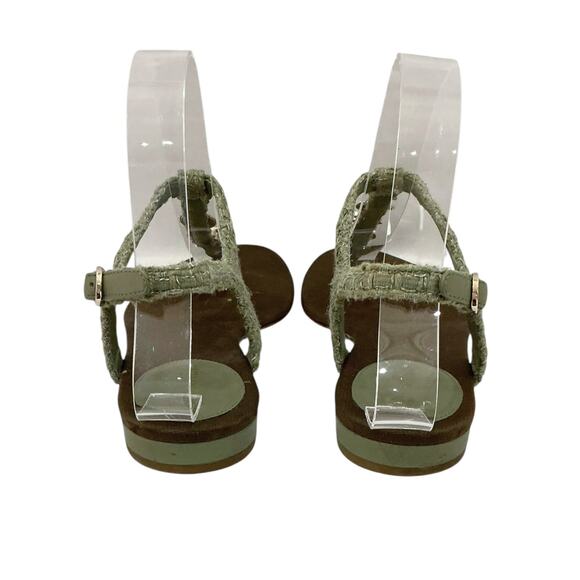 Chanel Tweed Thong Sandals Size 37.5 EU 7.5 US Light Khaki Cruise Charm Rare - Picture 6 of 10